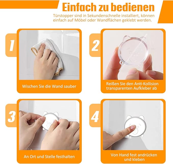 Türstopper 10 Stück Wand Türpuffer Transparent Selbstklebend Silikon