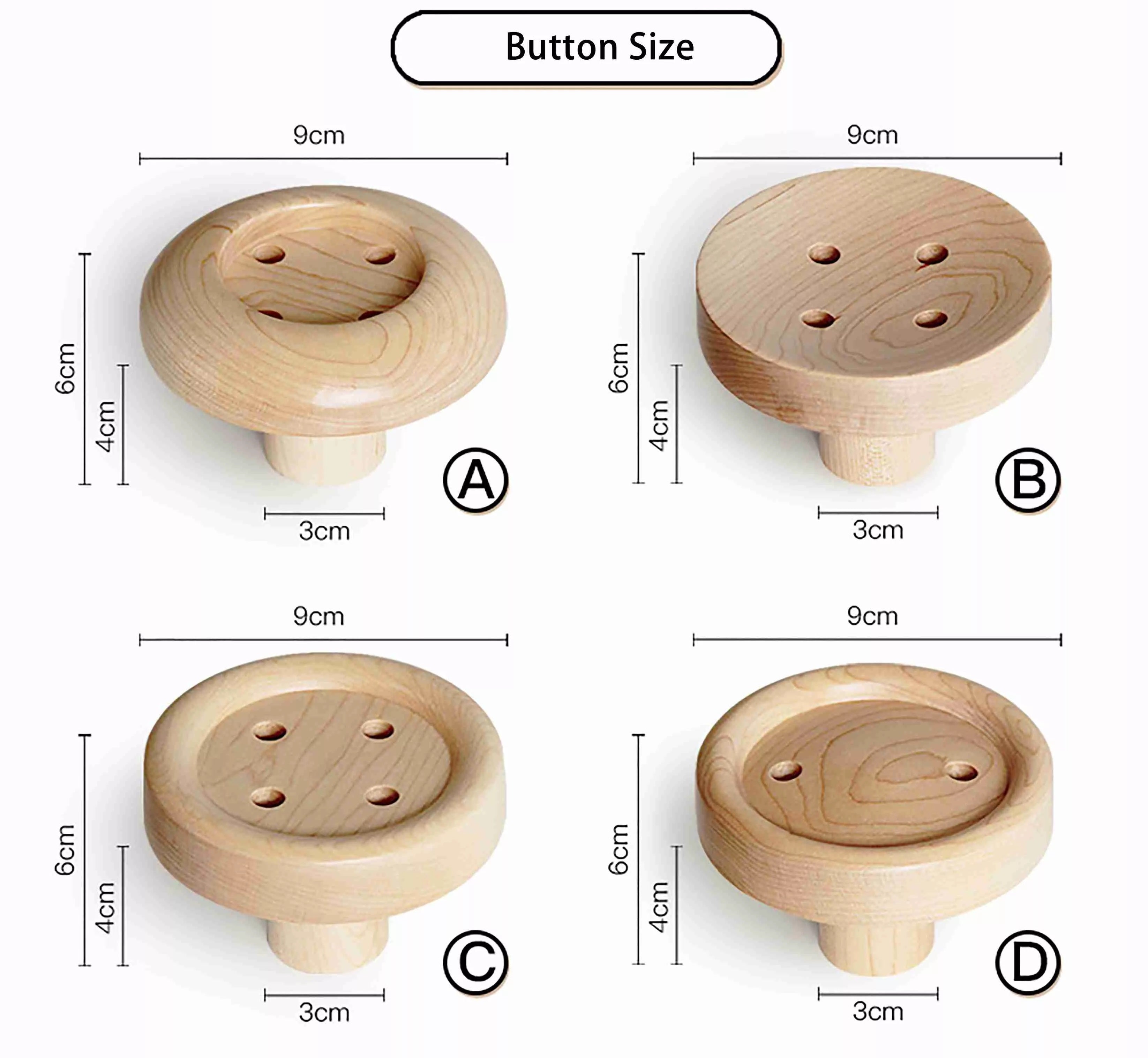 LÜNIC Garderobenhaken aus Holz im Knopf Design