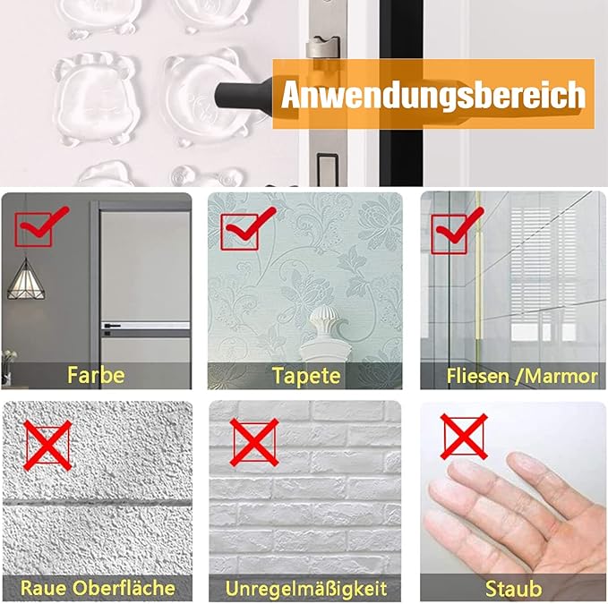 Türstopper 10 Stück Wand Türpuffer Transparent Selbstklebend Silikon