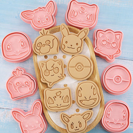 Ausstechformen 3D Pokémon Plätzchenausstecher Keksausstecher (8-teilig, Kunststoff, Ein-Klick)