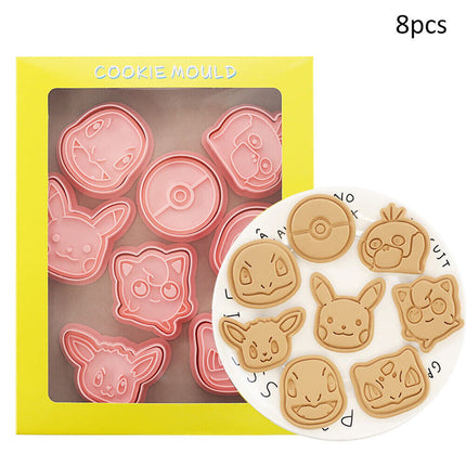 Ausstechformen 3D Pokémon Plätzchenausstecher Keksausstecher (8-teilig, Kunststoff, Ein-Klick)
