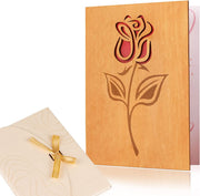 3D Grußkarte aus Holz mit Umschlag Rose - Glückwunschkarte Geschenkkarte