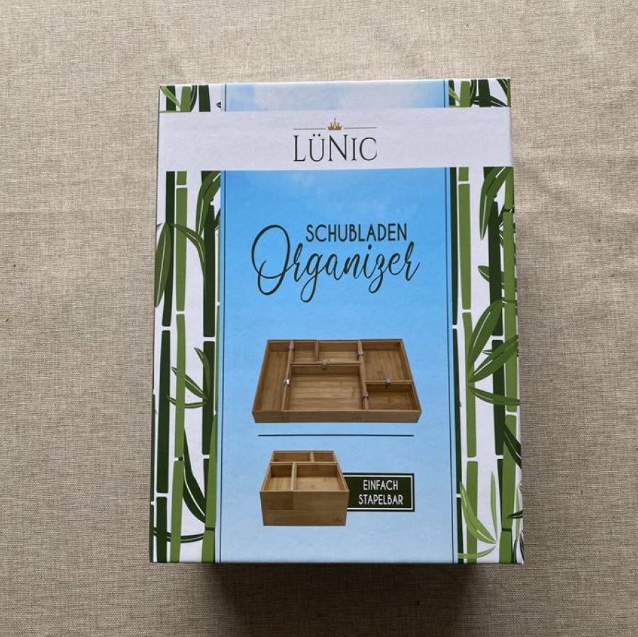LÜNIC Schubladenbox Organizer aus Bambus Sortierbox, 6-teilig
