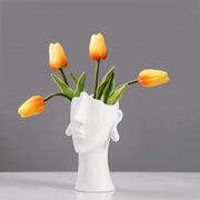Vase Keramik weiß Kopf