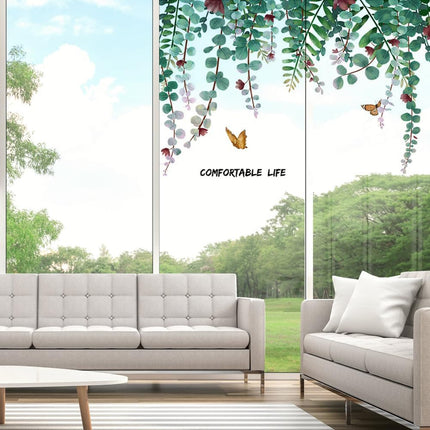 Wandtattoo Wandaufkleber Fensteraufkleber Wandsticker Efeu Hängende Ranken Blätter Blumen