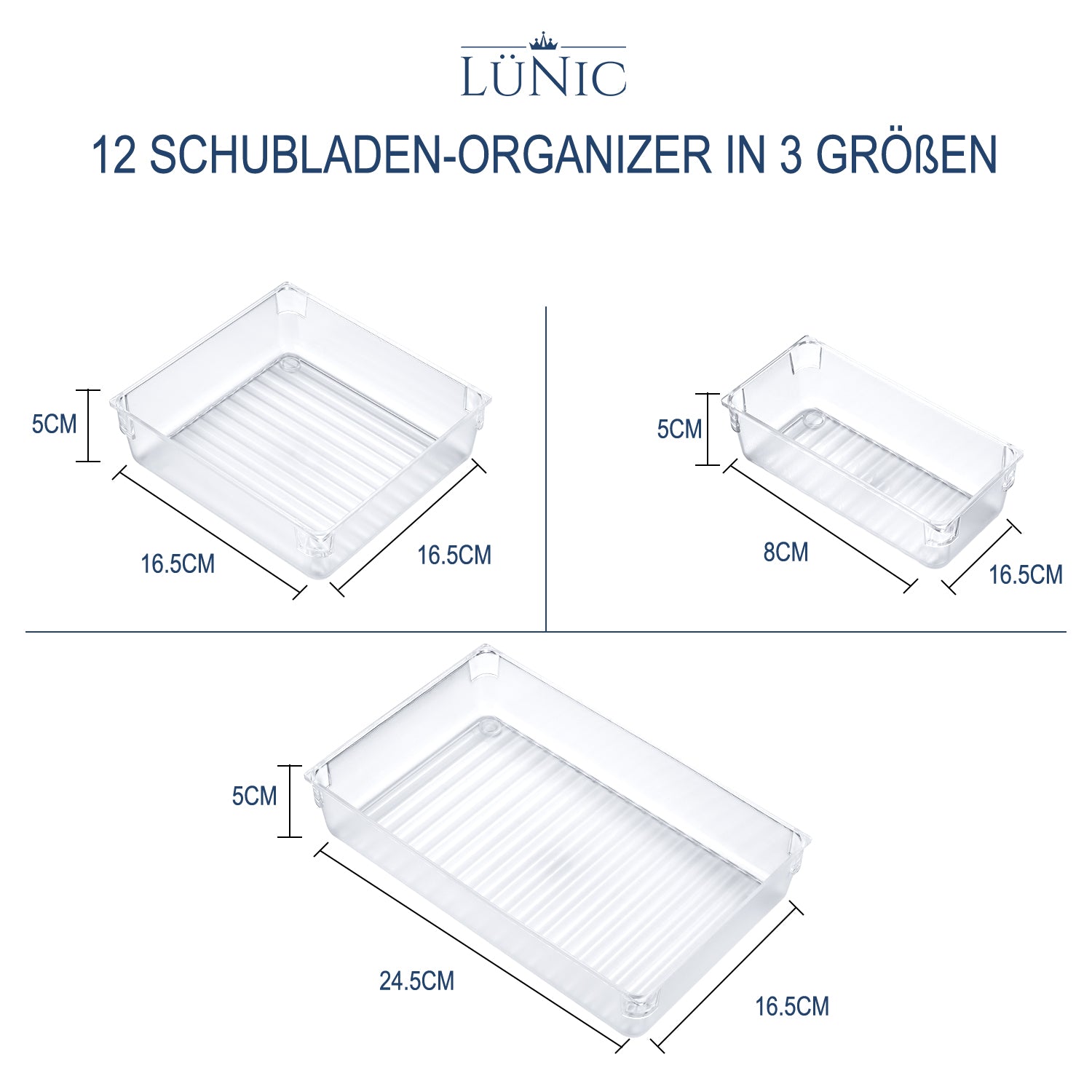 LÜNIC Schubladen Ordnungssystem Kunststoff 12-teilig