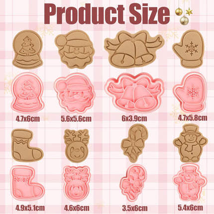 Ausstechformen 3D Weihnachten Plätzchenausstecher Keksausstecher (8-teilig, Kunststoff, Ein-Klick)