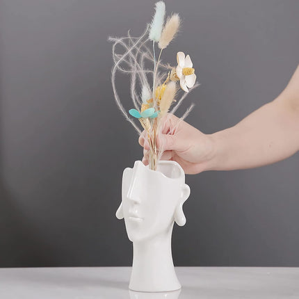 Vase Keramik weiß Kopf