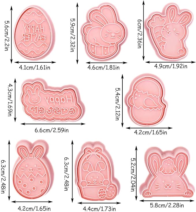 Ausstechformen Ostern Plätzchenausstecher Keksausstecher (8-teilig, Kunststoff, Ein-Klick)