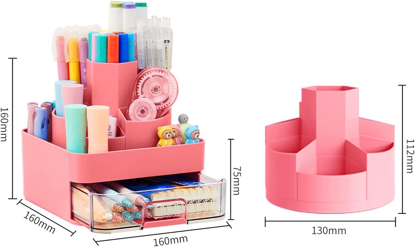 LÜNIC Stifthalter Schreibtisch Organizer drehbar rotierend rosa