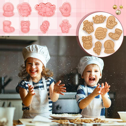 Ausstechformen 3D Weihnachten Plätzchenausstecher Keksausstecher (8-teilig, Kunststoff, Ein-Klick)