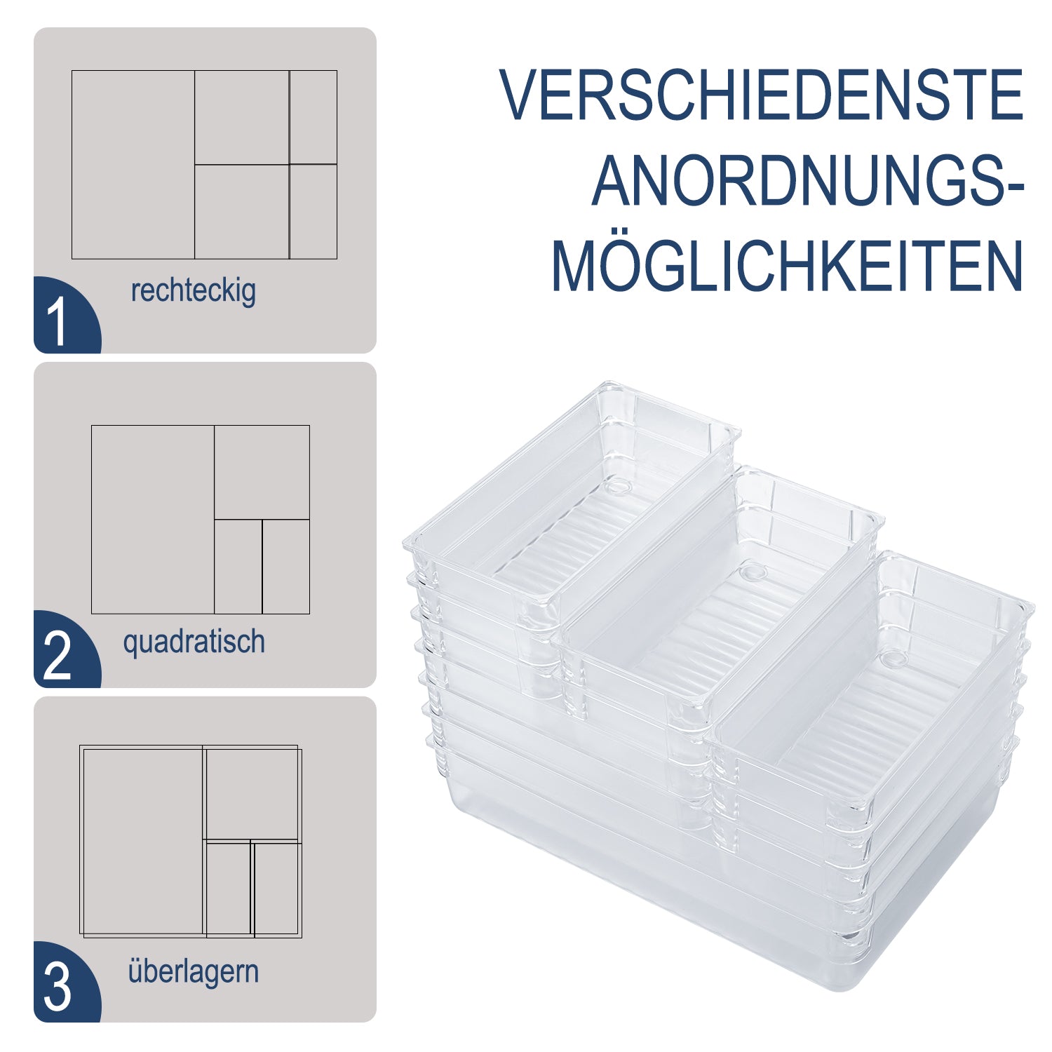 LÜNIC Schubladen Ordnungssystem Kunststoff 12-teilig