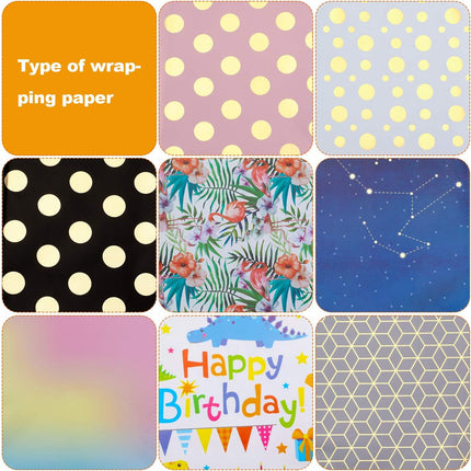 Geschenkpapier Set – 8 Bögen mit 12 Schleifen (70x50cm, verschiedene Muster)