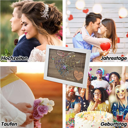 Geldgeschenk mit Herzmotiv im Bilderrahmen für Geburtstag Hochzeit Valentinstag Verlobung Muttertag