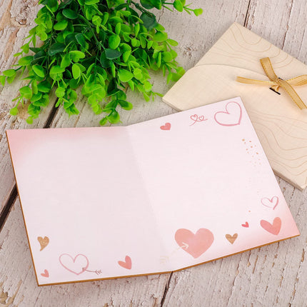 3D Grußkarte aus Holz mit Umschlag Rose - Glückwunschkarte Geschenkkarte