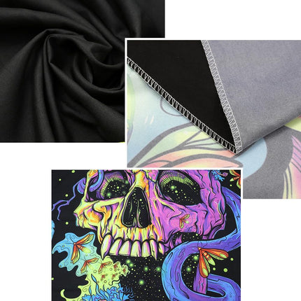 Wandteppich Schädel Totenkopf – UV Reaktive Wandtuch Schwarzlicht leuchtender Wanddekoration