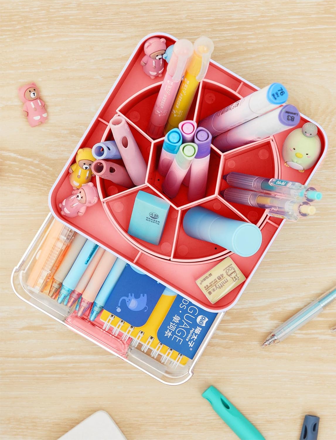 LÜNIC Stifthalter Schreibtisch Organizer drehbar rotierend rosa