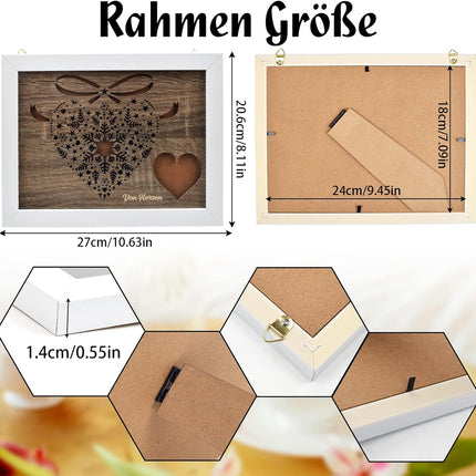 Geldgeschenk mit Herzmotiv im Bilderrahmen für Geburtstag Hochzeit Valentinstag Verlobung Muttertag