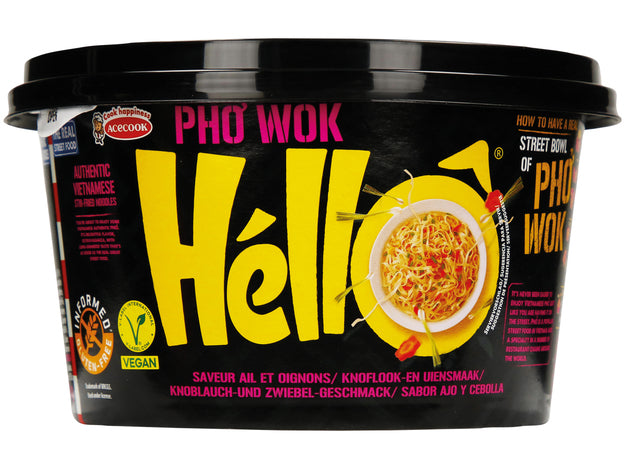 ACECOOK Pho Wok Hello in Bowl Instant Reisnudeln Zwiebel und Knoblauch 76g