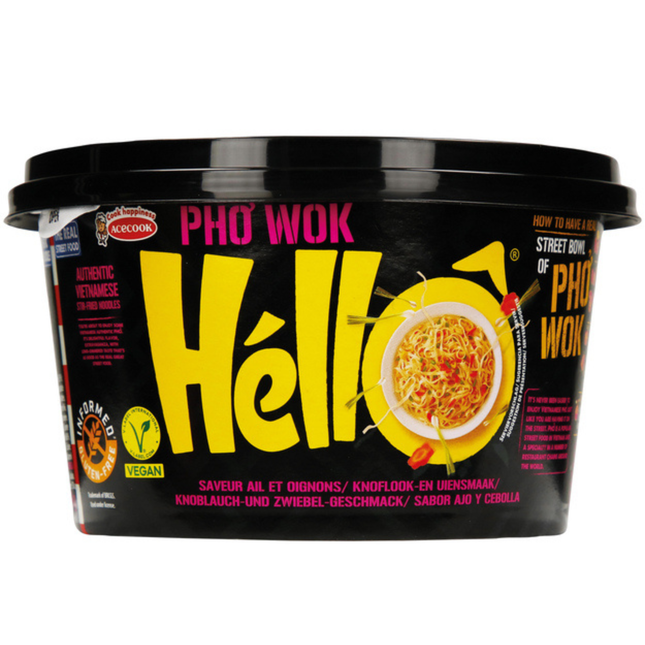 Acecook Pho Wok Hello Instant Reisnudeln Zwiebel & Knoblauch Cup 76g