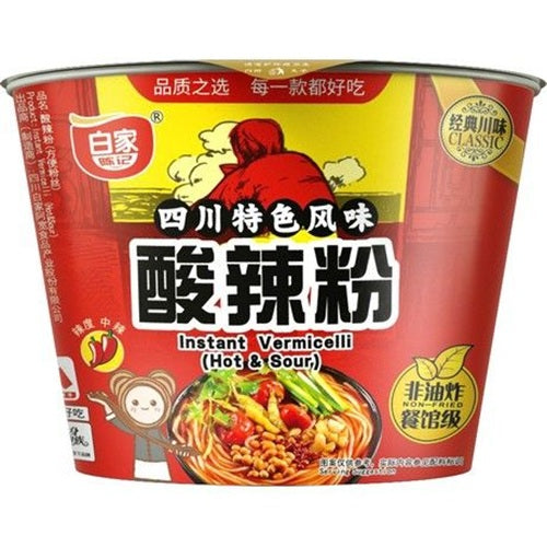 BAIJIA Instantnudeln Fadennudeln Vermicelli Hot & Sour Cup 105g