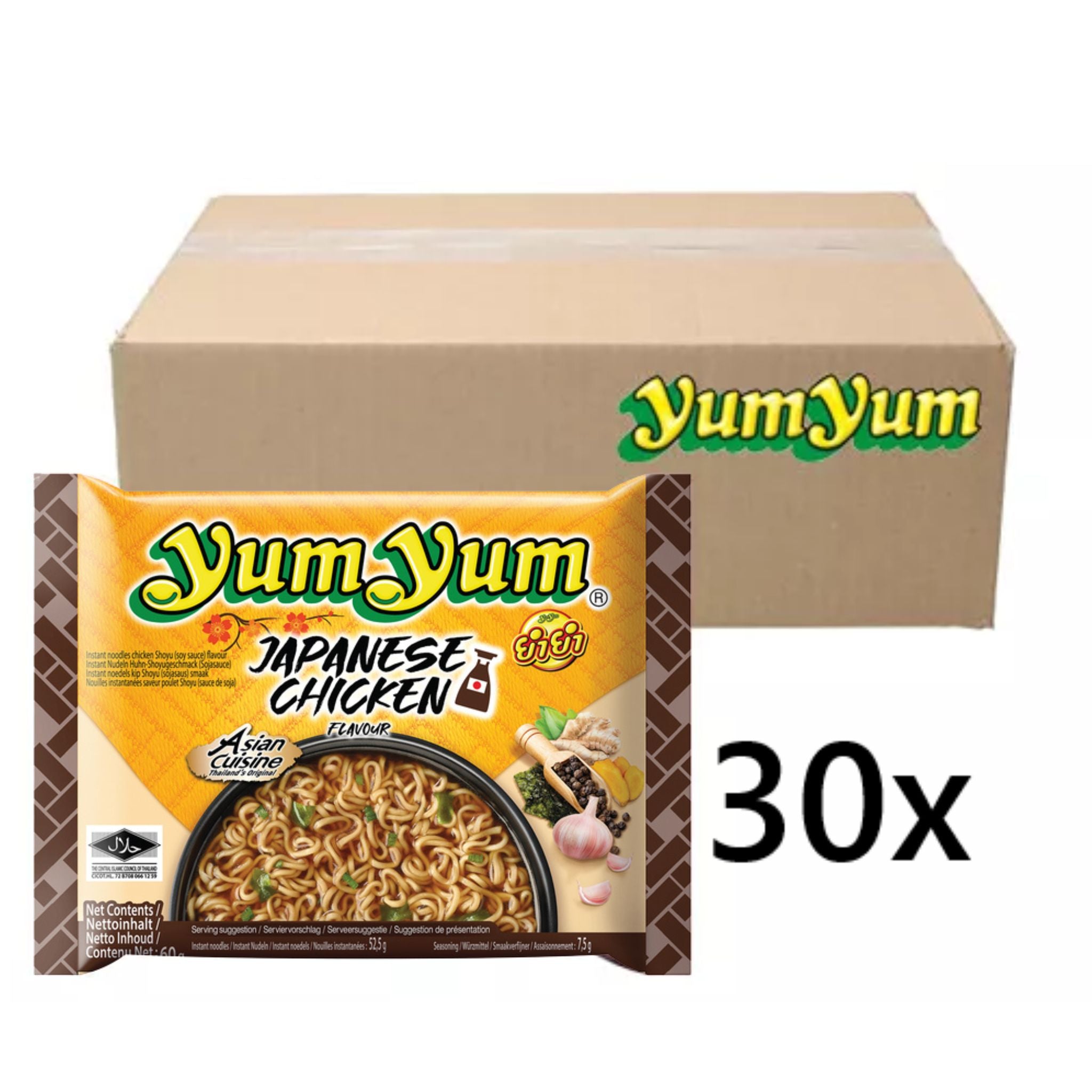YumYum Instantnudeln Japanese Chicken Shoyu 60g (30er-Pack)