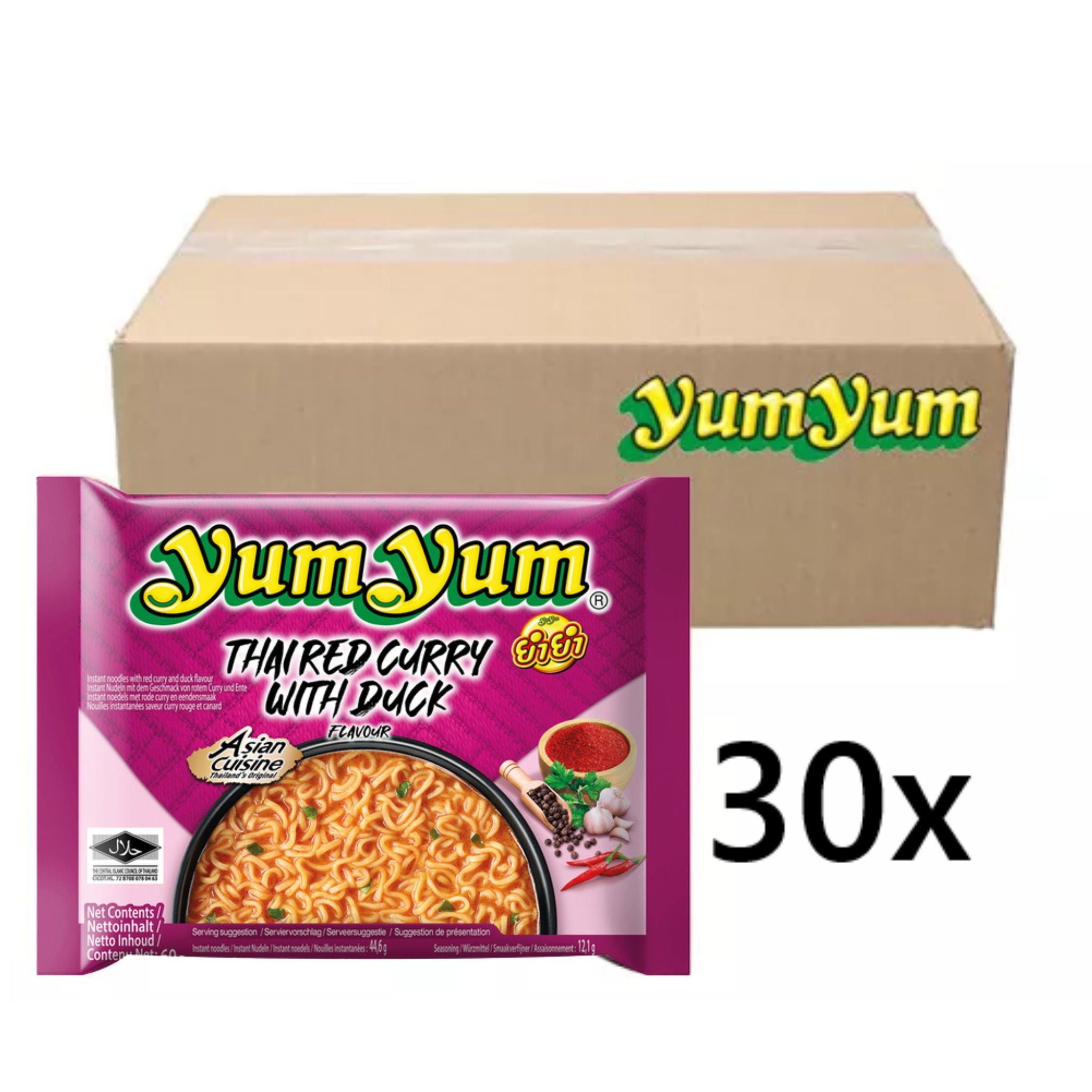 YumYum Instantnudeln Thai Red Curry Ente 60g (30er-Pack)