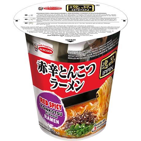 Acecook Ippin Instantnudeln Ramen Tonkotsu Red Spicy Cup 73g