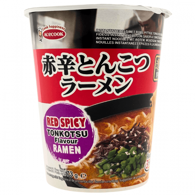 ACECOOK Ippin Instantnudeln Ramen Tonkotsu Red Spicy CUP 73g