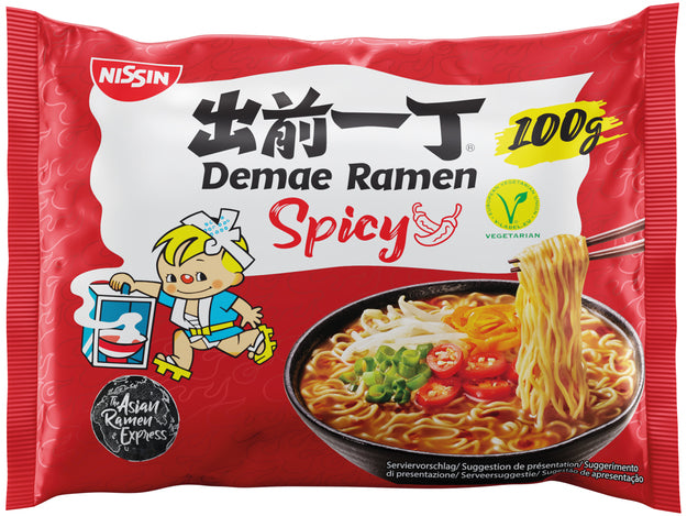 NISSIN Demae Ramen Instantnudeln Spicy Scharf 100g