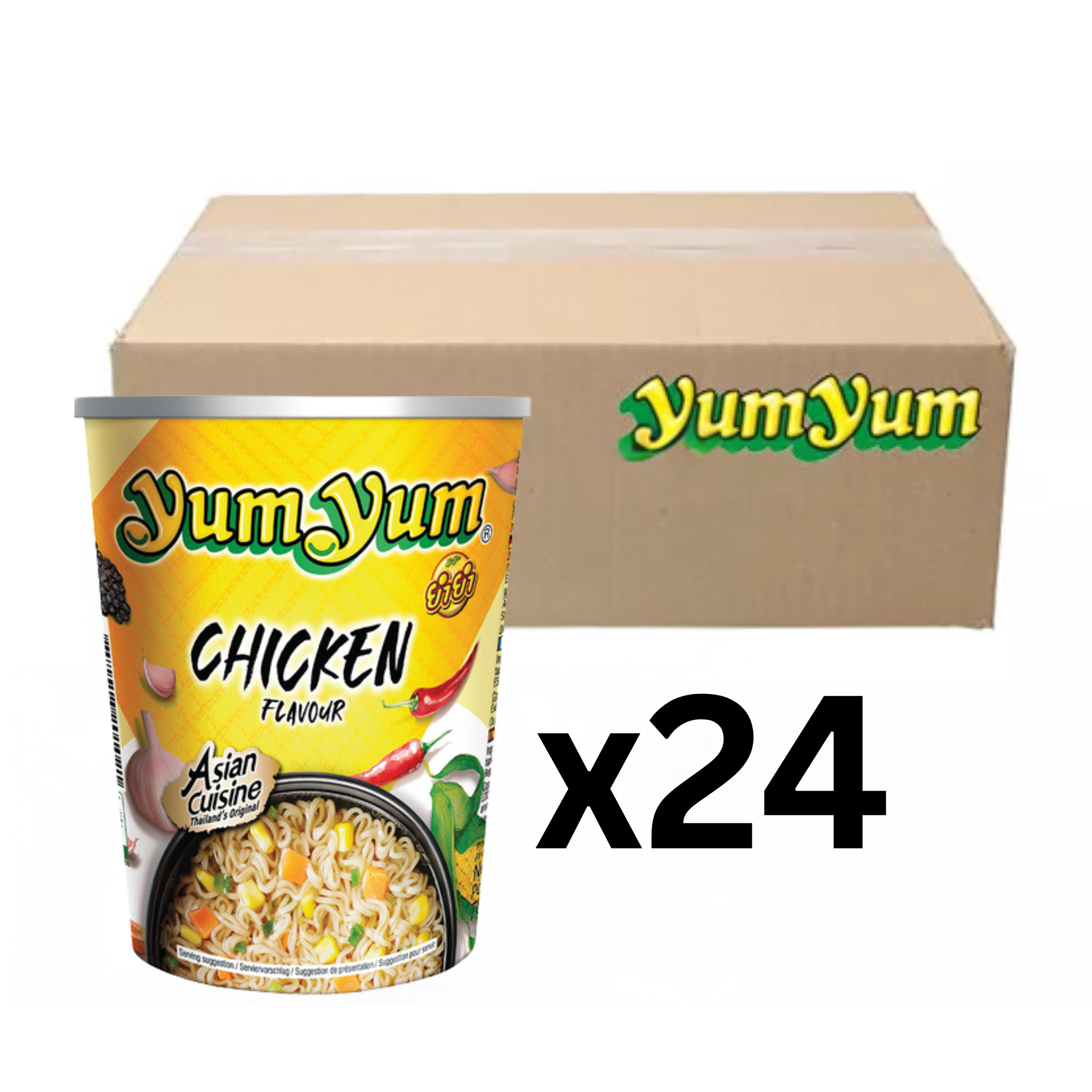 YumYum Instantnudeln Chicken Cup 70g (24er-Pack)
