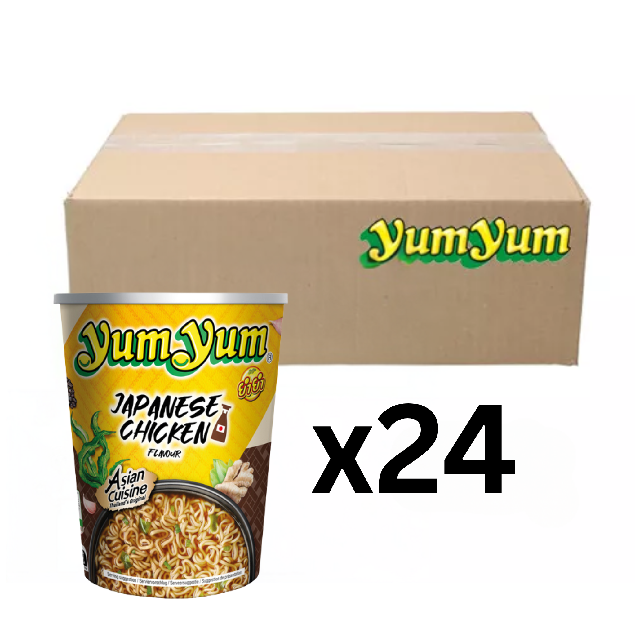 YumYum Instantnudeln Japanese Chicken Shoyu Cup 70g (24er-Pack)