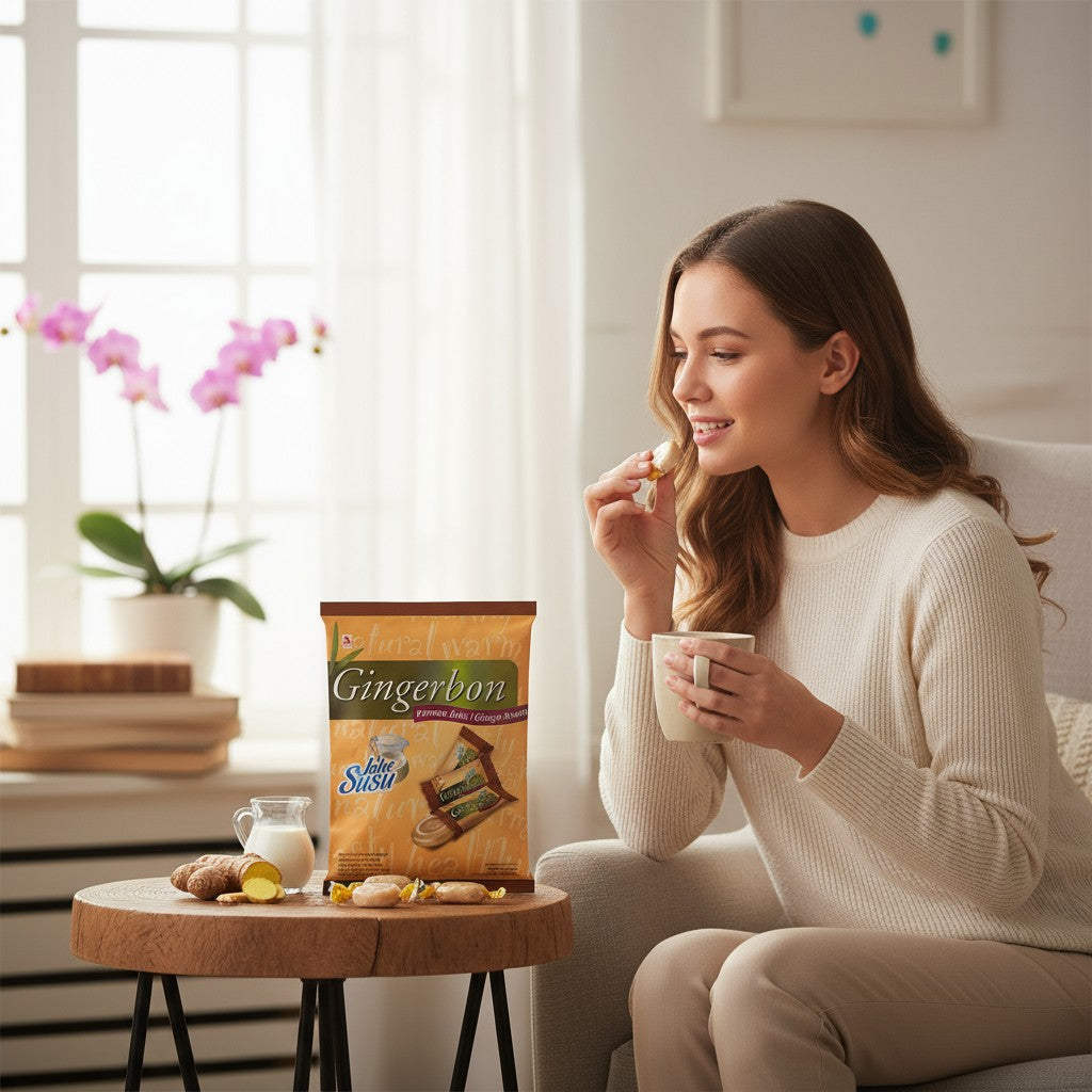 Gingerbon Ingwerbonbons mit Milchgeschmack (Jahe Susu) 100g