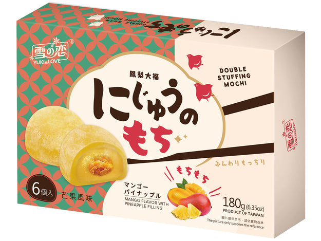 YUKI & LOVE Mochi doppelte Füllung mit Mango und Ananas 180g (6 Stück)