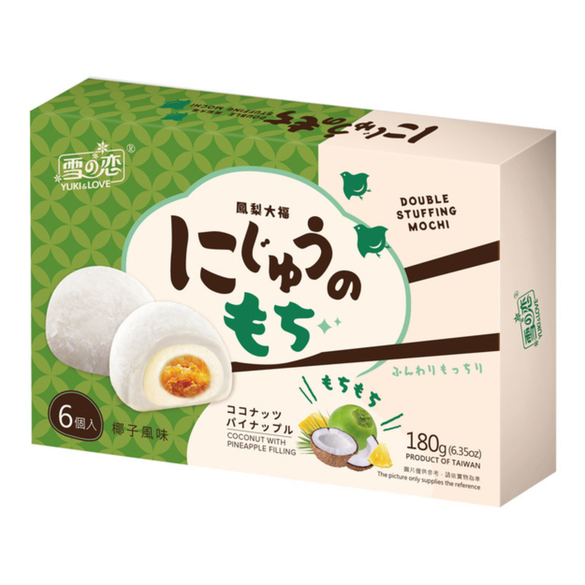 Yuki & Love Mochi Doppelfüllung Kokosnuss und Ananas 180g