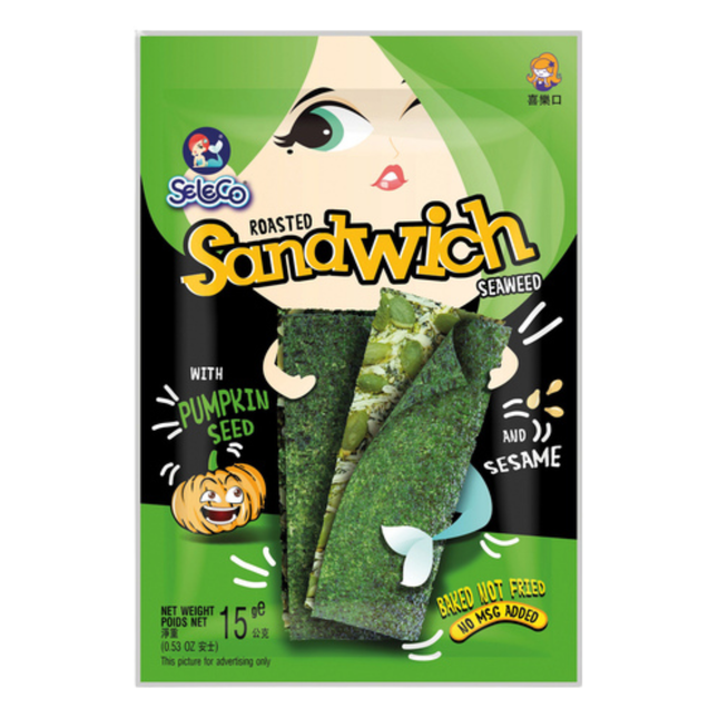 Seleco Roasted Seetang-Sandwich Snack Sesam & Kürbiskerne 15g
