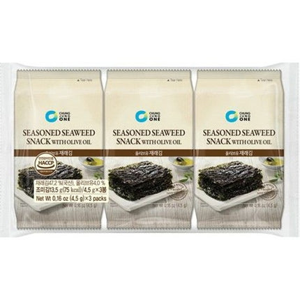 CHUNG JUNG ONE Seetang Snack mit Olivenöl 13,5g (3x4,5g)