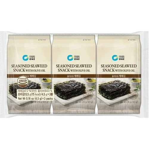 CHUNG JUNG ONE Seetang Snack mit Olivenöl 13,5g (3x4,5g)
