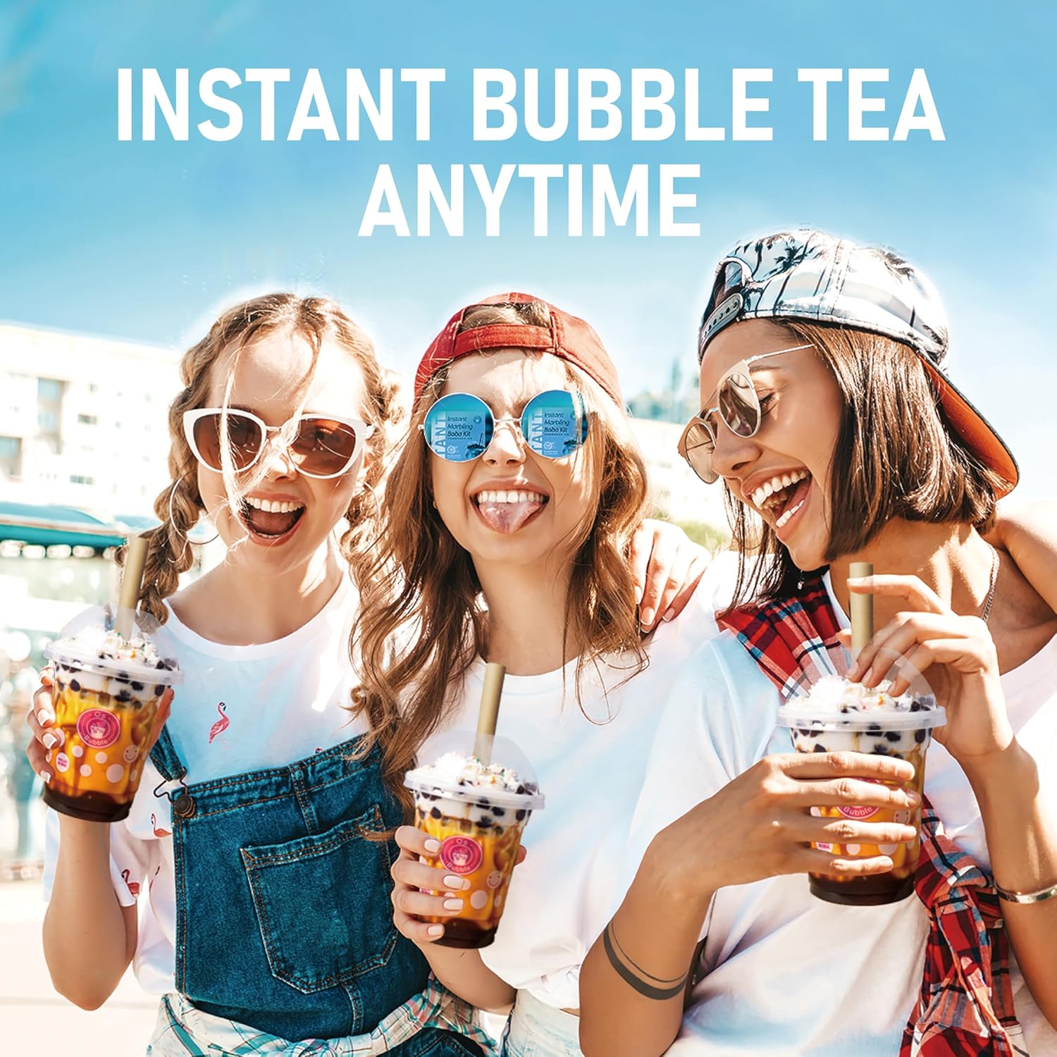 O's Bubble Instant Boba Bubble Tea Party Kit (6 Portionen) 360 g |Taro, Matcha, brauner Zucker