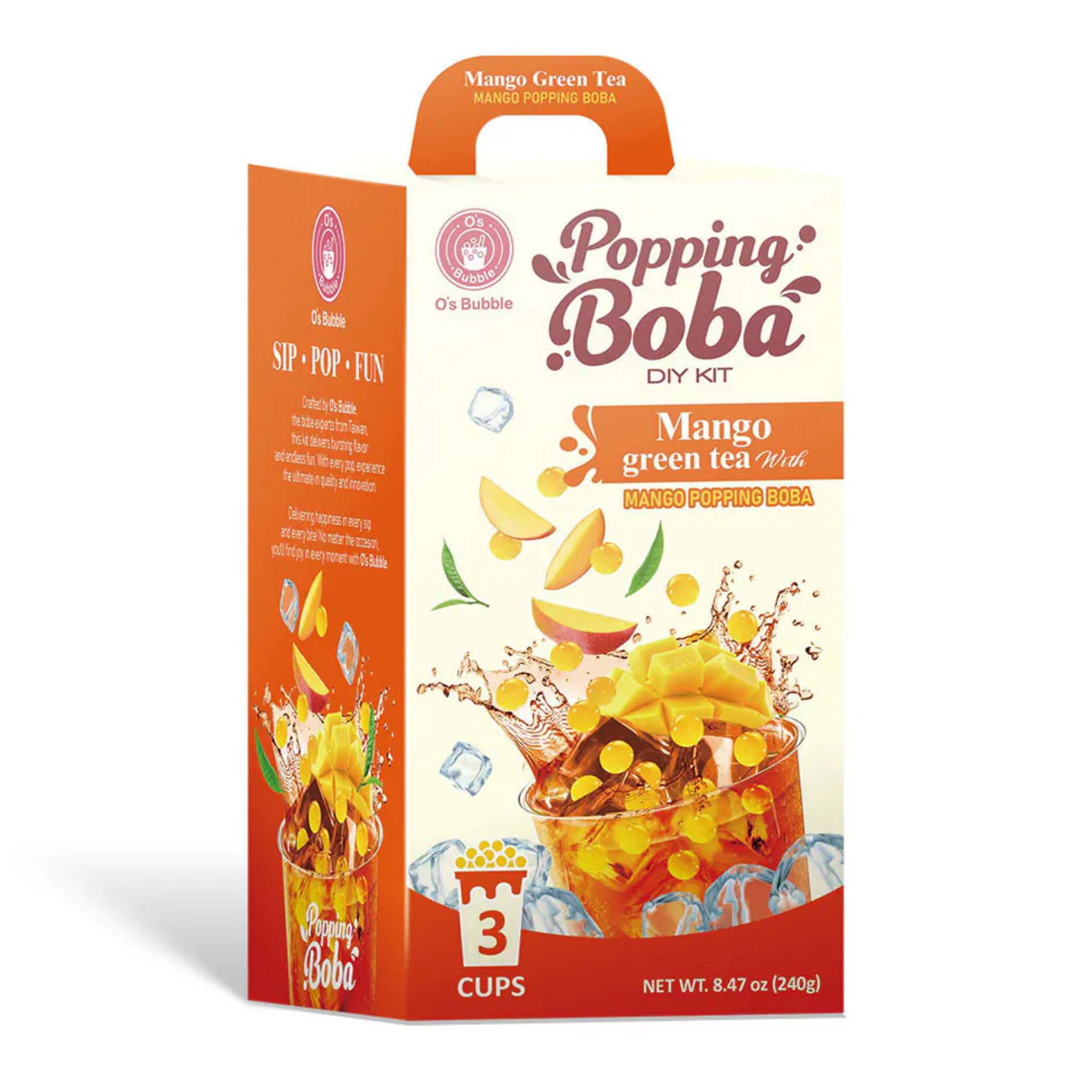 O's Bubble Popping Boba DIY Kit Drink Mango Green Tea 240g (3x80g)