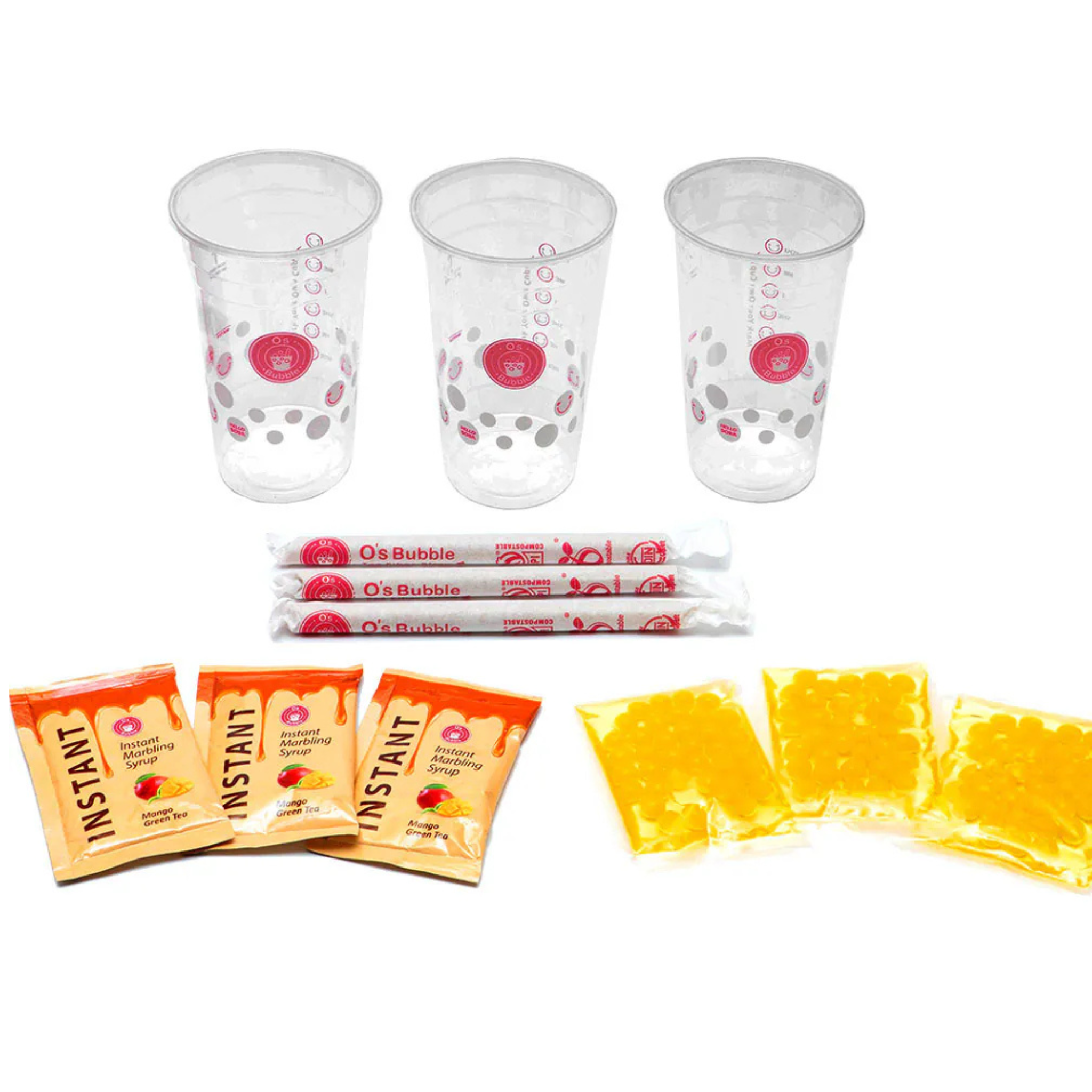 O's Bubble Popping Boba DIY Kit Drink Mango Green Tea 240g (3x80g)