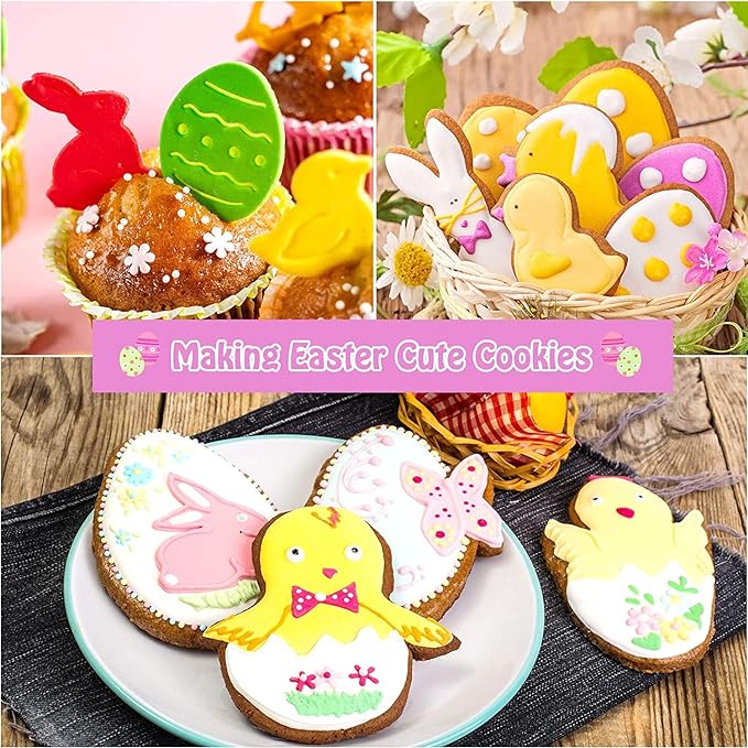 Ausstechformen Ostern Plätzchenausstecher Keksausstecher (8-teilig, Kunststoff, Ein-Klick)