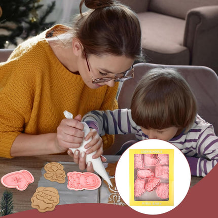 Ausstechformen 3D Weihnachten Plätzchenausstecher Keksausstecher (8-teilig, Kunststoff, Ein-Klick)