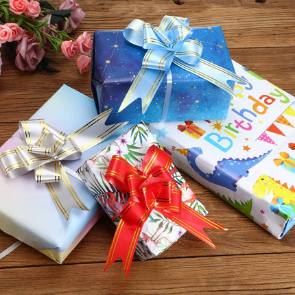 Geschenkpapier Set – 8 Bögen mit 12 Schleifen (70x50cm, verschiedene Muster)