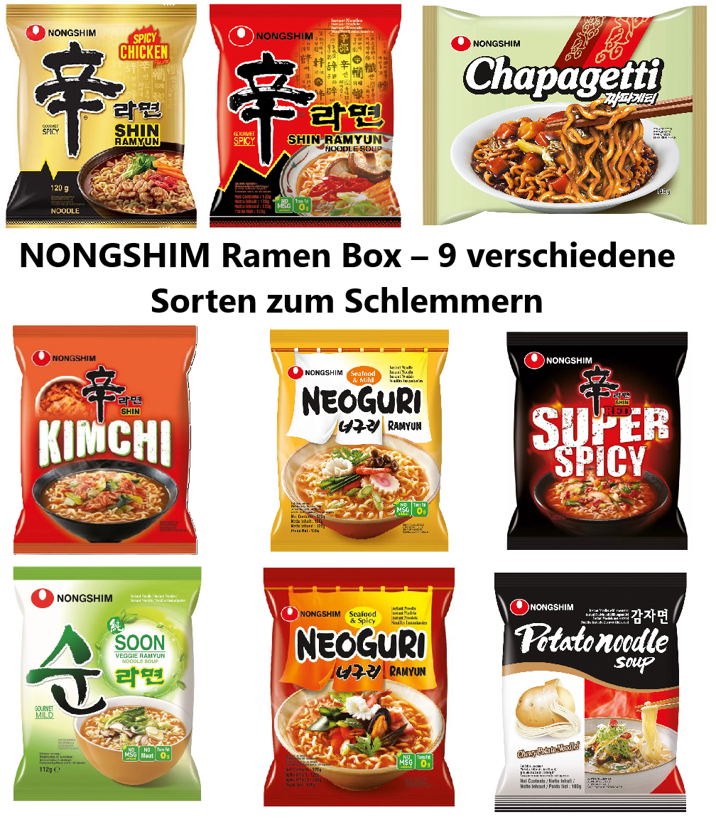 NONGSHIM Ramen Kennenlernbox – 9 Sorten zum Schlemmern & Sparen