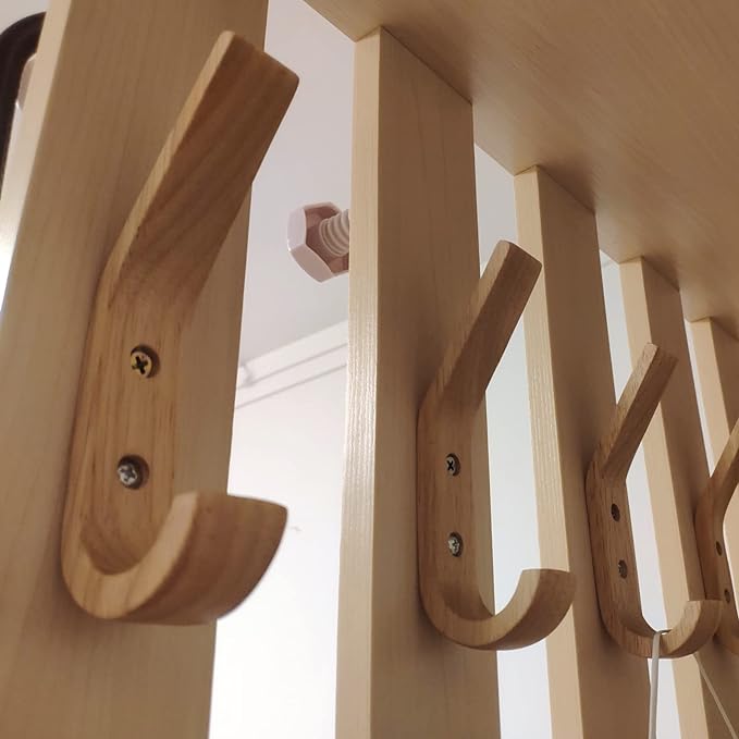 LÜNIC 4er-Set Kleiderhaken Holz J-Typ