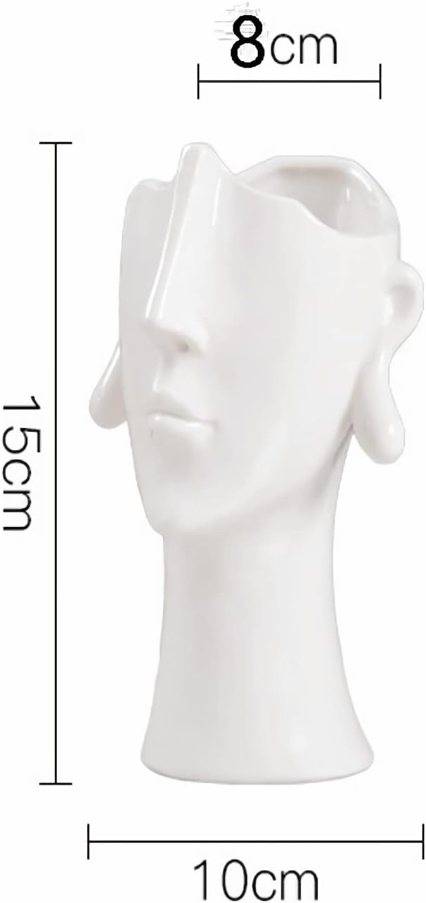 Vase Keramik weiß Kopf