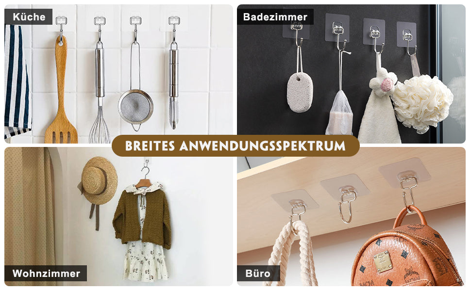 LÜNIC 10er Set Klebehaken - Selbstklebende Transparente Haken Ohne Bohren